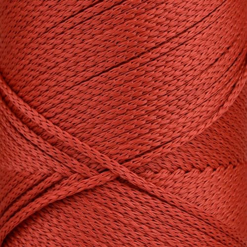 Sensy Premium 2mm 251 Yards Polyester Rope 100% Polypropylene Cord Macrame Cord 2mm Crochet Bag Cord Macrame Rope Crochet Thread Gift for Knitter (Brick) - color: Brick, size: 1 Skein