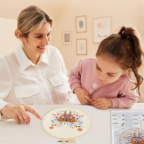 Beginner Butterfly Embroidery Kit for Adults, Pre-Printed with Video - color: Butterfly