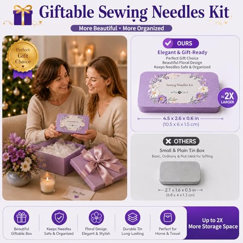 HTVRONT Big Eye Sewing Needles, 106 PCS Embroidery Needles in 9 Sizes - color: Silver 106PCS