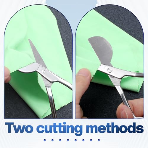 6" Duckbill Applique Scissors, Double Bent Curved Offset Handle Scissor Stainless Steel Silver Duckbill Shears Embroidery Applique Scissors for Embroidery Fabric Cutting Thread Knitting Sewing Crafts