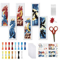 FREEBLOSS 6 Set Cross Stitch Bookmark Kit Stamped Cross Stitch Kit Dark Dragon Embroidery Set with Instruction for Adults 8''*2.4'' - style: Dragon