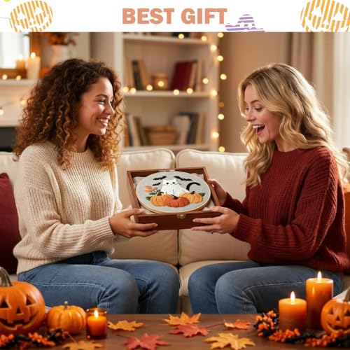 Nuberlic 3 Pack Halloween Embroidery Kit for Beginners - color: Halloween