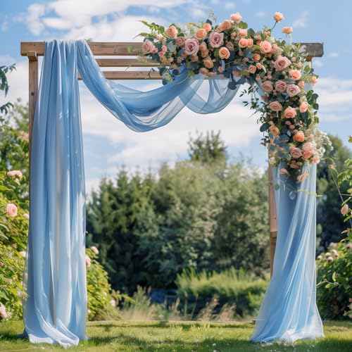 Wedding Arch Draping Fabric 1 Panel Dusty Blue Sheer Backdrop Drapes - color: Dusty Blue, size: 1 Panel