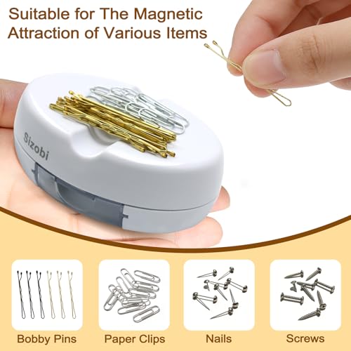Sizobi Magnetic Pin Cushions for Sewing with 100Pcs Ball Head Straight Pins - color: white