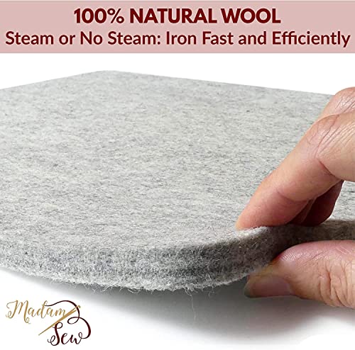 Madam Sew Natural Wool Pressing mat for Quilting |100% Wool Felt Ironing Pad | Wool Ironing Mat for Quilters,Crisp Seams on Quilt Blocks,Sewing Projects & Embroidery- Ironing mat for Sewing XL17”x24” - size: 17” x 24”