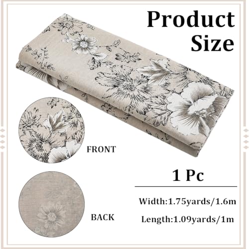 1 Yard 63 Inch Black White Floral Linen Fabric Flower Pattern Canvas Supple Breathable Needlework Embroidered Cloth for Sewing Making Clothes Curtain Decor Garment Accessory Diy Craft Supply - size: 1600MM, style: White Black Flower