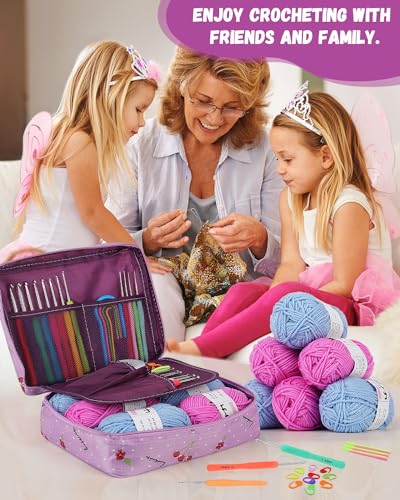 Coopay Crochet Kit for Beginners, 50PCS Crochet Starter Kit - color: Purple-Cherry
