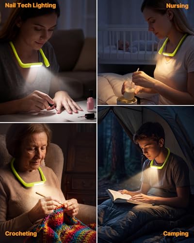 Book Light with Storage Case, Dimmable Neck Light for Reading - color: Lime Light with Storage Case