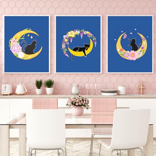 Louise Maelys 3 Set Cat Moon Embroidery Kit for Beginners Craft - color: Animals-8