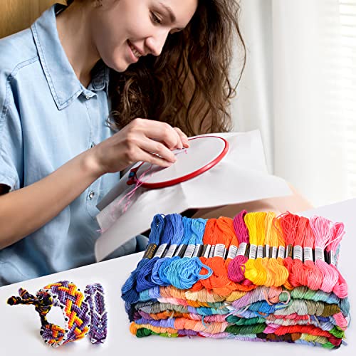 VICOVI 200 Skeins Embroidery Floss and 30 Skeins White & Black Embroidery Thread for Friendship Bracelet String Cross Stitch DIY String Art with 20 PCS Floss Bobbins - color: 200 multicolor + 30 White&Black