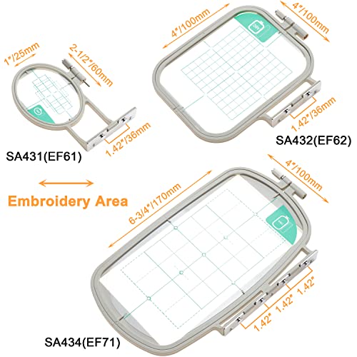 New brothread Embroidery Machine Hoop 3 in 1 Set - SA431+SA432+SA434 - size: 1"×2.5"+4"×4"+4"×6.75" - SA431+SA432+SA434 Set