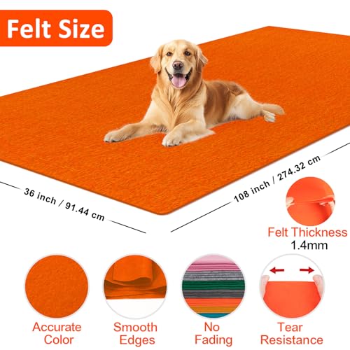 XSEINO Orange Large Felt Fabric 108" X 36 "(3 Square Yards), 1.4 mm Thick Soft Felt Fabric Sheet for Crafts, Orange Series Colors Soft Nonwoven Fabric, Fit for Decoration, Sewing, DIY Crafts - color: Orange