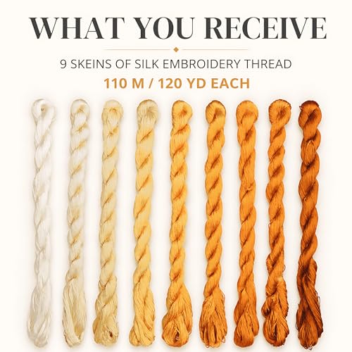 Natural 100% Silk Thread, Handmade Embroidery Thread Silk Floss 9 Colors 110m Each (86) - color: 86