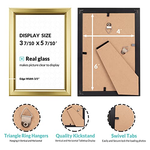 LaVie Home 4x6 Picture Frames (12 Pack, Gold) Simple Designed Photo Frame with High Definition Glass for Wall Mount & Table Top Display, Set of 12 Classic Collection - color: Gold, size: 4x6