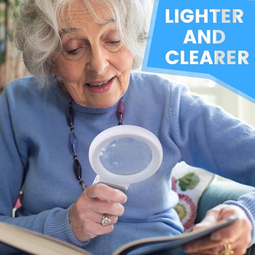 Magnifying Glass with Light and Stand, Foldable Handheld Magnifying Glass 18 LED Illuminated Lighted Magnifier for Macular Degeneration, Seniors Reading, Close Work, Coins, Jewelry White - color: White