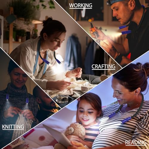 Portable Neck Light for Knitting & Crafts with 3 Light Settings, Dark Blue - color: Dark Blue