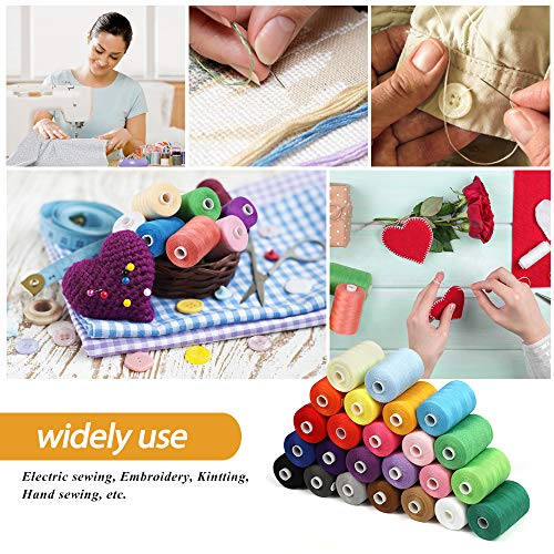 Sewing Thread Sets 24-Color Mixed Cotton, 1000 Yards for Sewing Machine