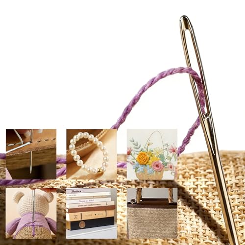 Tapestry Needles Set 12 Pcs Large Eye Yarn Needles, Stainless Steel Blunt Tip Sewing Needles for Cross Stitch, Knitting, Crochet, Amigurumi, Embroidery, Crafting Supplies - color: silver-12pcs