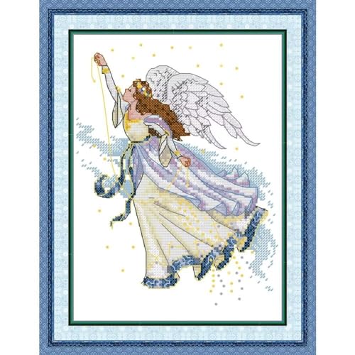 Stamped Cross Stitch Kits for Beginners- Full Set of Butterfly Fairy Embroidery for Adults,11 CT 3 Strands DIY Patterns Counted Arts Craft 9.5×13.7 inch - color: Butterfly Fairy