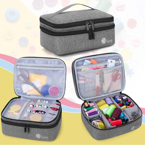 Luxja Double-Layer Medium Sewing Organizer, Gray - color: Gray, size: Medium
