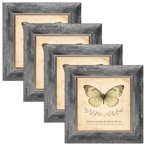 XUANLUO 5x5 Picture Frames Set of 4,Rustic Retro Photo Frame(Grey) - color: Grey-4pcs, size: 5 x 5 inch