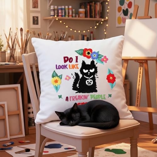 Rivvlive 4 Sets Cat Embroidery Kit with Hoop, Needlepoint Crafts Set - style: Cat