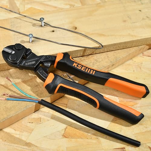 KSEIBI 8-Inch Mini Bolt Cutters Heavy Duty - Compact Bolt Cutter with Anti-Slip Handle for Wire, Cables, Chains, Small Screws - Handy Tool Featuring High Leverage Design and CrMo Blades - 161615 - size: 8 Inch High Leverage Bolt Cutter