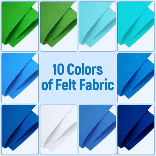 10 Sheets Felt Fabric for Crafts, 8x20 Inch 1.4mm Thick (Blue) - color: Blue