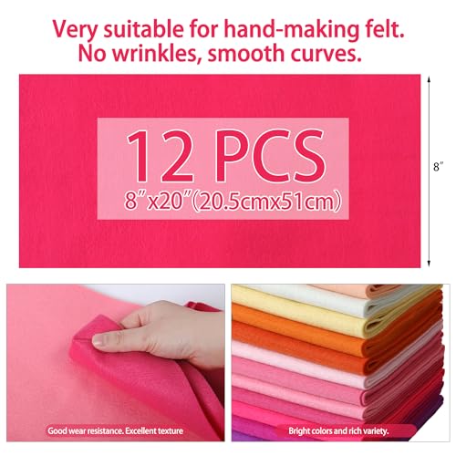 HaoFeiJH 6Pcs Felt Sheets 8"x20" (Soft Rainbow 12pcs) - color: Soft Rainbow 12pcs