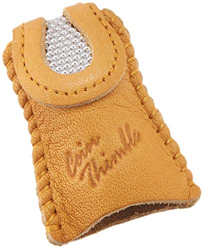 Clover Leather Double Sided Thimble-, Brown - style: Modern
