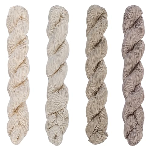 FREEBLOSS 4 Pcs Sashiko Thread Skein 100M * 4 Khaki Colors - color: Beige Theme