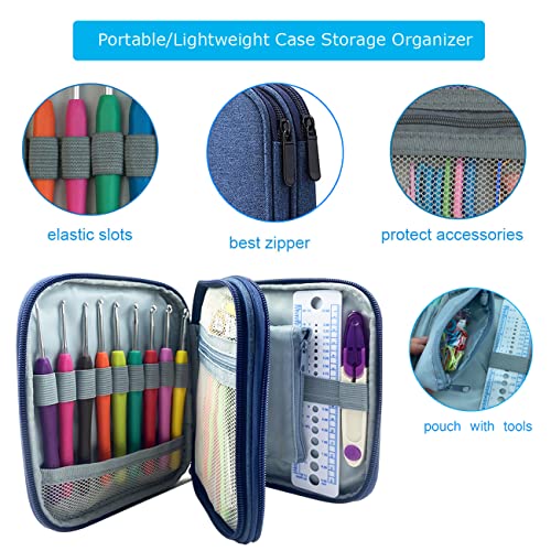 Weabetfu 102pcs Crochet Hooks Set Crochet Hook Kit with Case Ergonomic Crochet Needles for Arthritic Hands and Crochet Accessories Complete Crochet Set for Beginners & Experieced Lovers - color: Blue