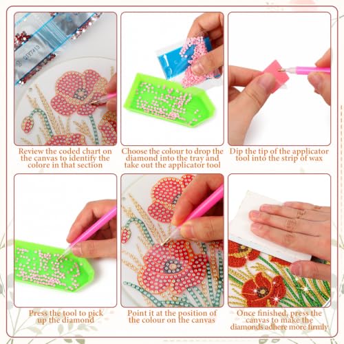 Cinnvoice Seasonal Diamond Art Hanging Kit,12 Pcs,Flower - style: Flower