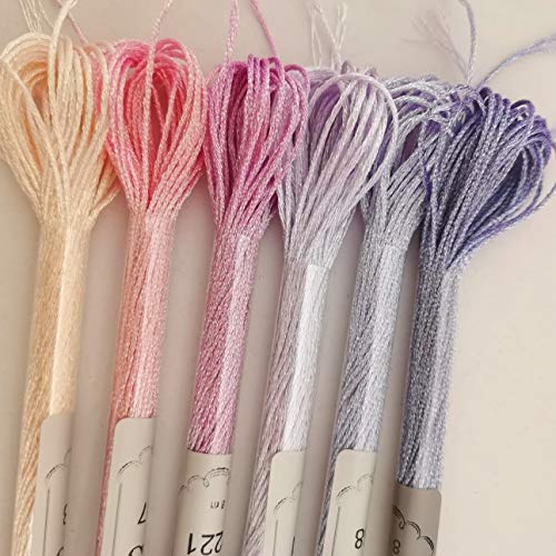 KCS 6-Strand Cross Stitch Metallic Variegated Pearl Shiny Embroidery Floss (6 skeins, Solid Color 9) - color: Solid color 9