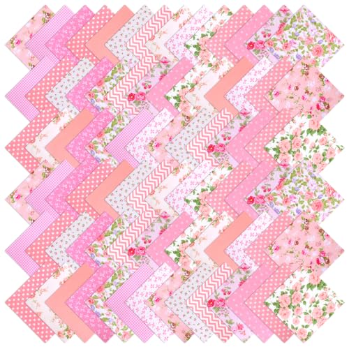 84 Pcs Pink Precut Quilting Cotton Fabric Squares 8 x 8‑Inch - color: Pink, size: 8″