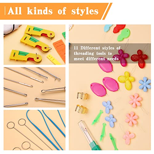 Fedmut 42 Pcs Drawstring Threader Tool Set Needle Threaders for Hand Sewing - color: 42pcs