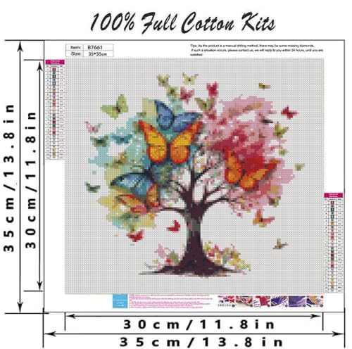 DYAIANGMU Tree of Life Stamped Cross Stitch Kit for Adults 13.7x13.7 inches - color: cat
