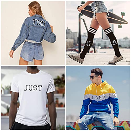 Jongdari Iron On Letters and Numbers Patches for Clothing, 2" Embroidery Alphabet Letterman Jacket Patche A-Z & 0-9 Applique for Backpack & Fabric (Black 78pcs) - color: Black, size: 52 Letters + 20 Numbers + 6 Patches