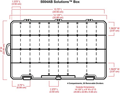 ArtBin Large Solutions Box Clear Art & Craft Organizer with Dividers - Plastic Storage Case for Convenient and Versatile Storage - Ideal for Various Craft Supplies - size: 14.125" x 9", style: 4 Compartments, 20 Dividers