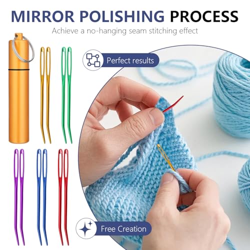 10PCS Yarn Needles,Tapestry & Darning Needle,Large Eye Weaving Needle for Crocheting,Crochet Accessories with Aluminum Storage Knitting