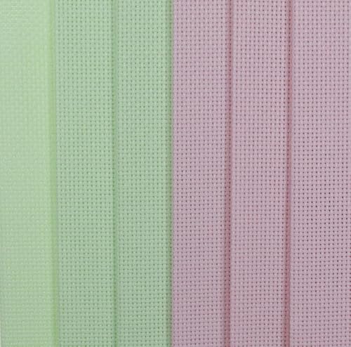 KCS 4/6 pc of 12" x 18"(30cmx45cm) 18CT Counted Cotton Aida Cloth Cross Stitch Fabric (6 pc,Pink+Light Green) - color: Pink+light Green, size: 6 pc