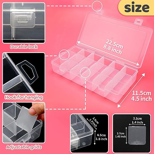 IOOLEEM Bead Organizer Box, 18 Grids Adjustable Dividers Storage Box - color: Clear, size: 18 Grids Adjustable (1 pack)