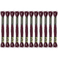 12 Skeins Embroidery Floss, Maroon Metallic Embroidery Thread Polyester Cross-Stitch Threads for Hand Embroidery String Art DIY Creation - color: Maroon