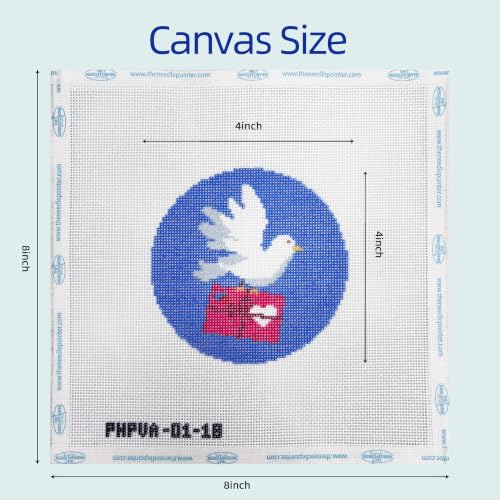 Howie's Needlepoint Needlepoint Kits for Adults & Beginners, 18 Mesh Printed Needlepoint Canvas, Stamped Patterns Canvas Starter Kits(Valentine's - Blue Pigeon,4"x 4") - color: Valentine's - Blue Pigeon