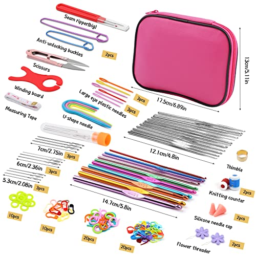IMZAY 110 Pcs Crochet Hooks Set 0.6–6.5mm Crochet Needles for Yarn - color: Rose, size: 110 Pcs