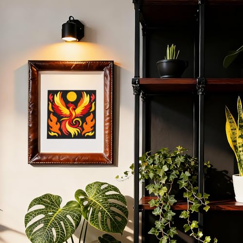 DOODLREAM Fire Phoenix Punch Needle Kit for Beginner 9.4" x 9.4" - color: Fire Phoenix