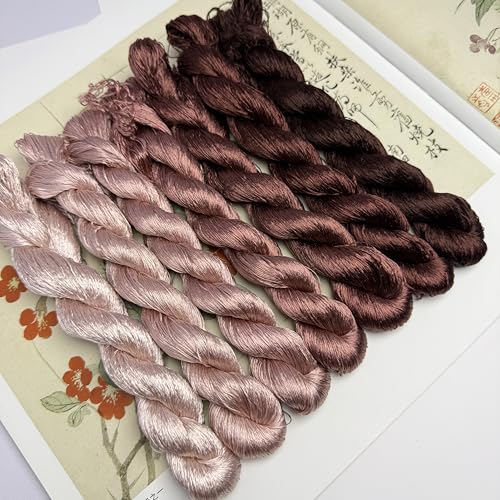 100% Mulberry Silk Embroidery Thread 7 Colors 22m Each (55) - color: 55