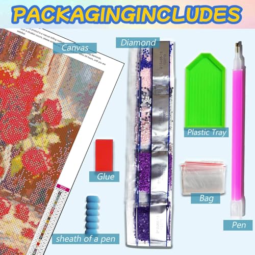 Dugsmgd Flowers Diamond Art Kits for Adults, Rose Diamond Painting 12X16 in - color: Rose