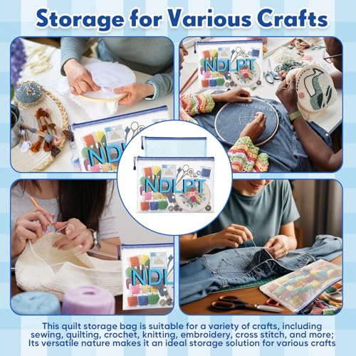 Sabary 2 Pcs Needlepoint Project Bag Clear Mesh Zipper Organizer, Blue - color: Blue