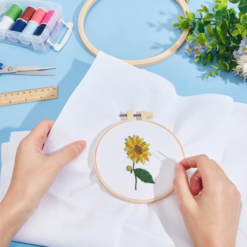 BENECREAT 16CT Cotton Cross Stitch Fabric, 40x20 Inch Aida Cloth 16 Count Embroidery Cloth for Craft Embroidery, Handmade Needlework, DIY Handicrafts, 0.5mm Thick - size: 40x20inch (16CT)